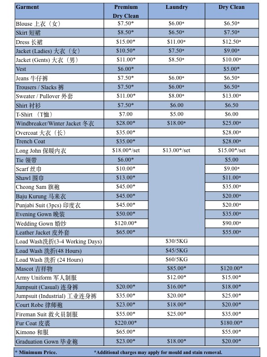 Laundry Price List 2020.001 – Reward Laundry.com